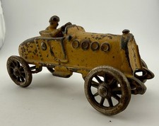 Vintage AC WILLIAMS 5.5 Cast Iron Yellow Tin Toy Race Car Hubley Arcade Antique