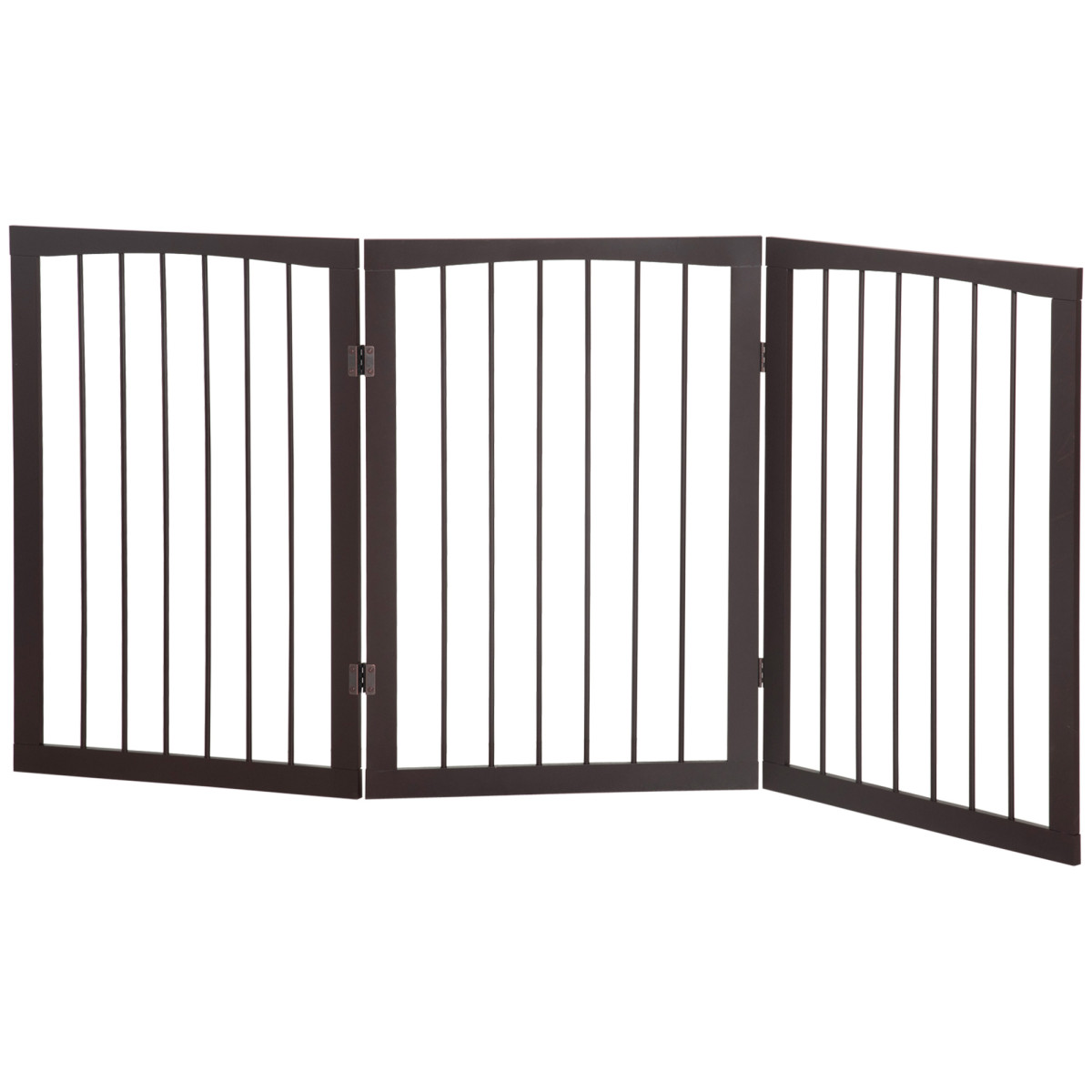 Bobobiy Brown 3 Panel Stair Gate Foldable Dog Door Gate Indoor Free Standing Safety Gate Pet Barrier 76Cm Height - Image 3