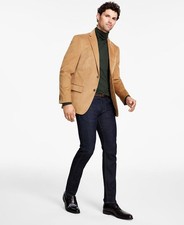 Tommy Hilfiger Men  s Modern Fit Corduroy Sport Coat Blazer, Khaki, 36R
