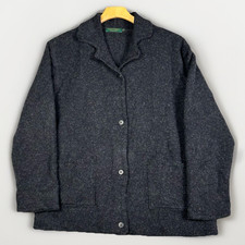 Vtg Gaeltarra Knit Wool Sweater Cardigan Marled S Dark Gray Button Down Ireland