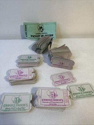CHUCK E CHEESE GREEN PURPLE GAME TICKET LOT + 1 Ticket Blaster