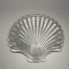 Vintage Large Anchor Hocking Scallop Shell 11" Clear Glass Serving Bowl Footed