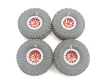 4x Pit Bull Growler 1.9 Crawler Tires On 12mm Hex Aluminum Beadlock Wheels Red
