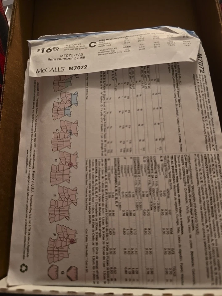 New M7072 McCall's Girl's Dress And Panties Pattern Size Nbn/Sml/Med/Lrg/Xlg - Image 2 of 2