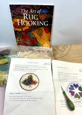 LOT~Starter Beginner Primitive Rug Hooking Kit + Book & Hook Tool~ Gina Conway