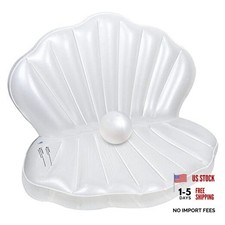 Inflatable Seashell Pool Float, Giant Clam Air-Filled Toys with Pearl Ball