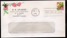 2281 "Honeybee", FDC  B K Apiaries Freeport Illinois 2 covers single & pair