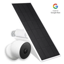 Google Nest Cam (battery) with Solar Panel Bundle (White, 1 Pack)