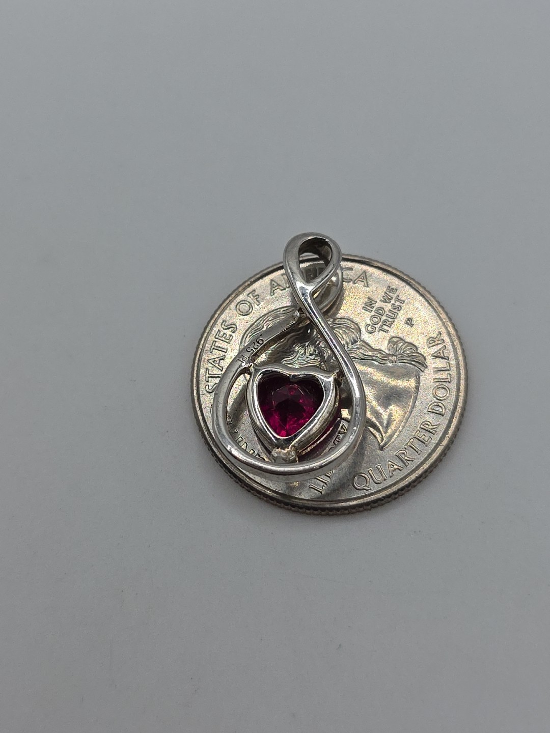Sterling Silver 925 Heart Lab Ruby Infinity Penda… - image 5