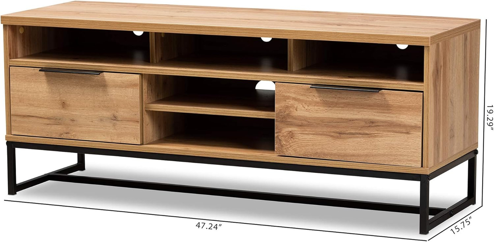 Stylish Oak and Black TV Stand for Modern Living Rooms