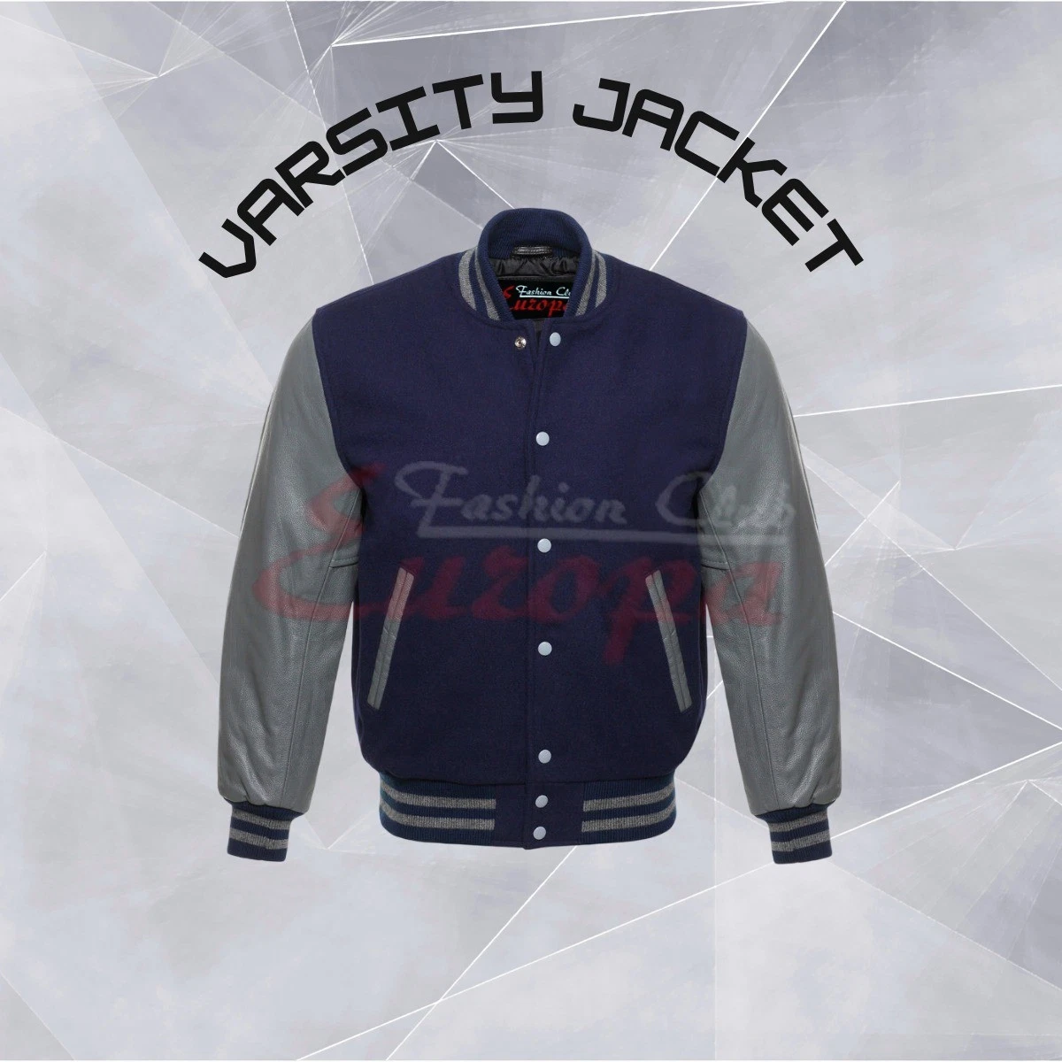 Men's Retro Wool Varsity Jacket Leather Sleeves, Urban College Fit