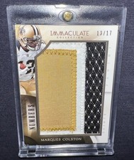2014 IMMACULATE MARQUES COLSTON JUMBO NUMBERS LOGO PATCH #/17 GAME USED