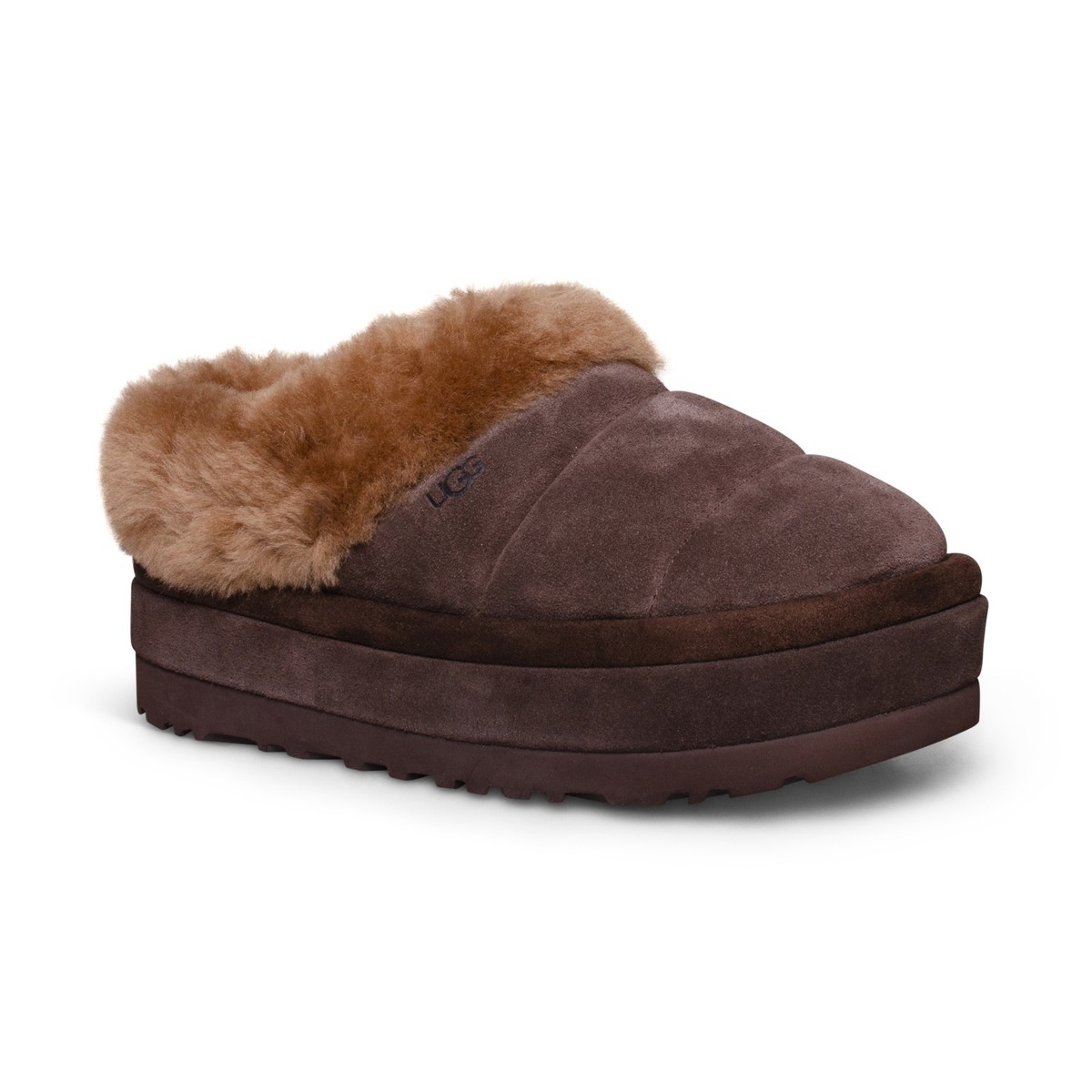 UGG アズリータ 25cm UGG TAZZLITA CHESTNUT SUEDE SHEARLING LINED PLATFROM SLIPPERS SIZE