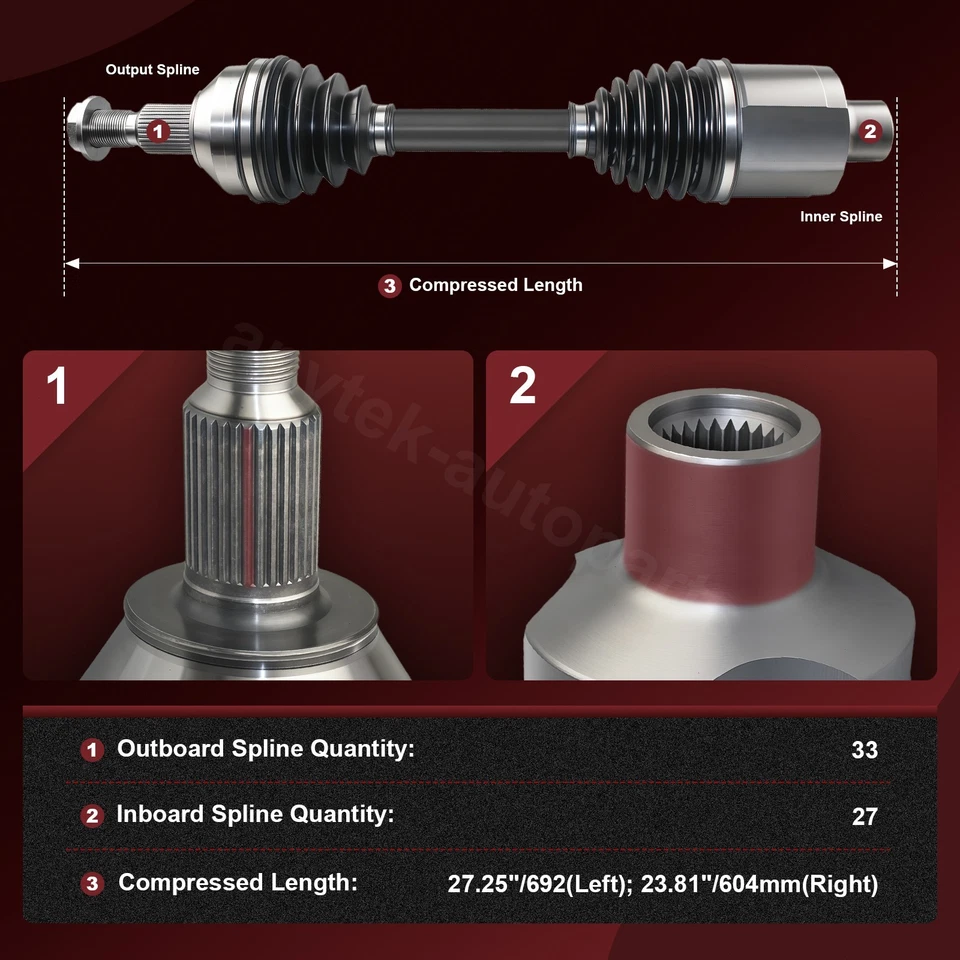 Par de medio eje delantero CV para Honda Civic 2006-2009 2010 2011 con transmisión automática Foto 3 de 4