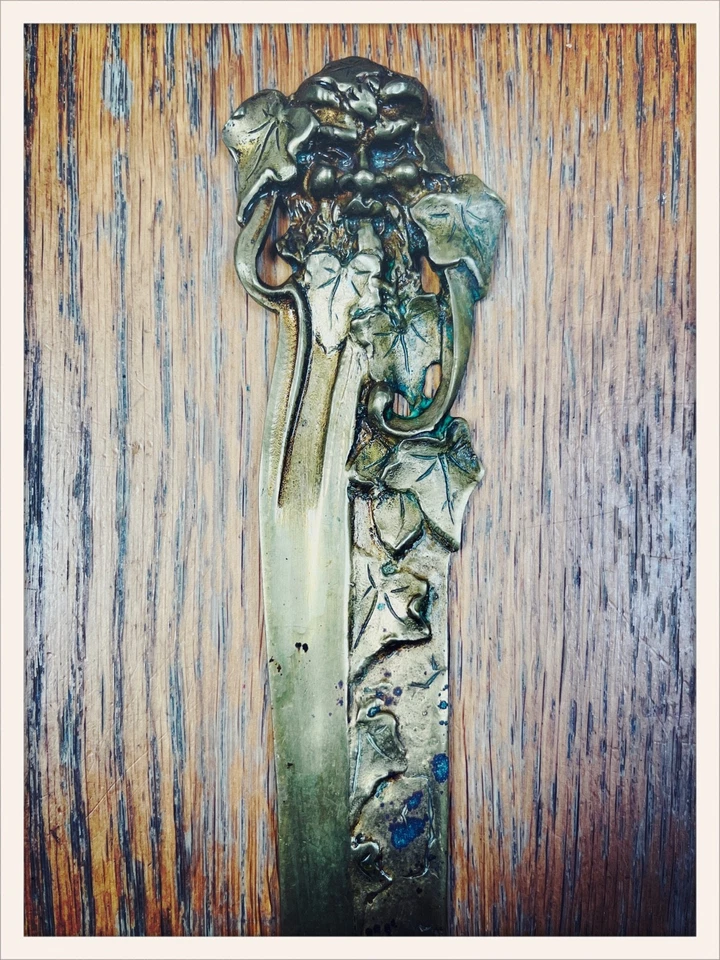 Albert MARIONNET - Grand Coupe papier en laiton à décor floral - Art Nouveau - Photo 3/4