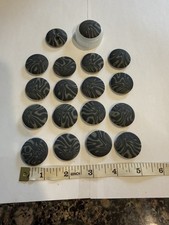 LARGE RESIN Round BUTTON - Vintage - Black Swirl - Set Of 18