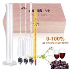 Accurate Alcohol Hydrometer: Proof & Tralle Meter for Distilling, 0-100% Scale