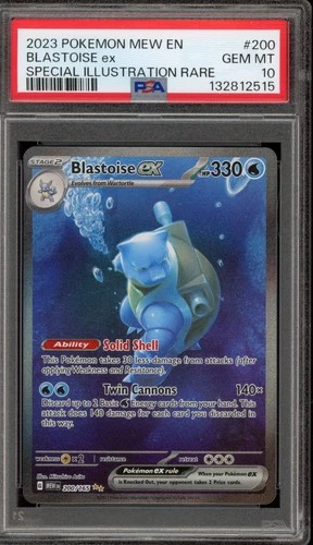 Pokemon Blastoise ex 151 MEW EN Special Illustration Rare #200 PSA 10 Gem Mint