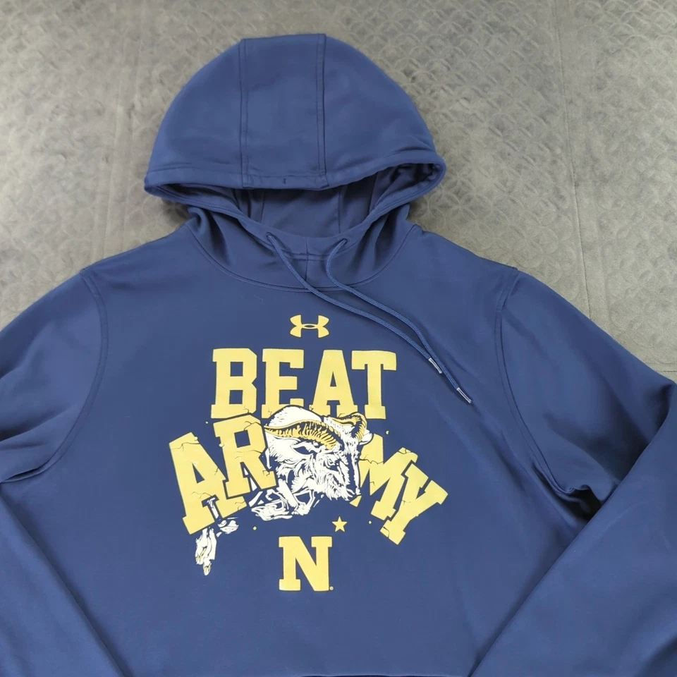Navy Midshipmen Hoodie Beat Army Under Armour Fooball Blue Long Sleeve Men Large - Image 3 of 4