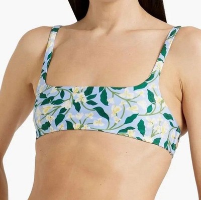 Agua By Agua Bendita Bikini Top Blue Havana Dos Gardenias Celeste Floral Swim L