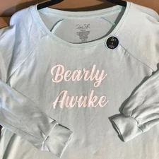 NWT Rene Rofe Bearly Awake sleepwear soft & cozy pajama top blue size S NEW