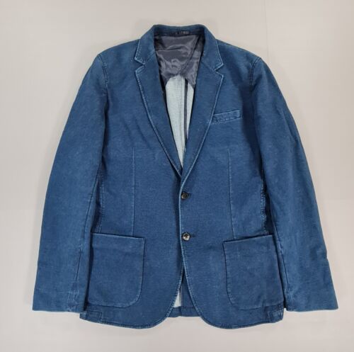 Reiss Mens Blazer Blue 38 R Cotton Stretch Single Breasted Jacket Costa B