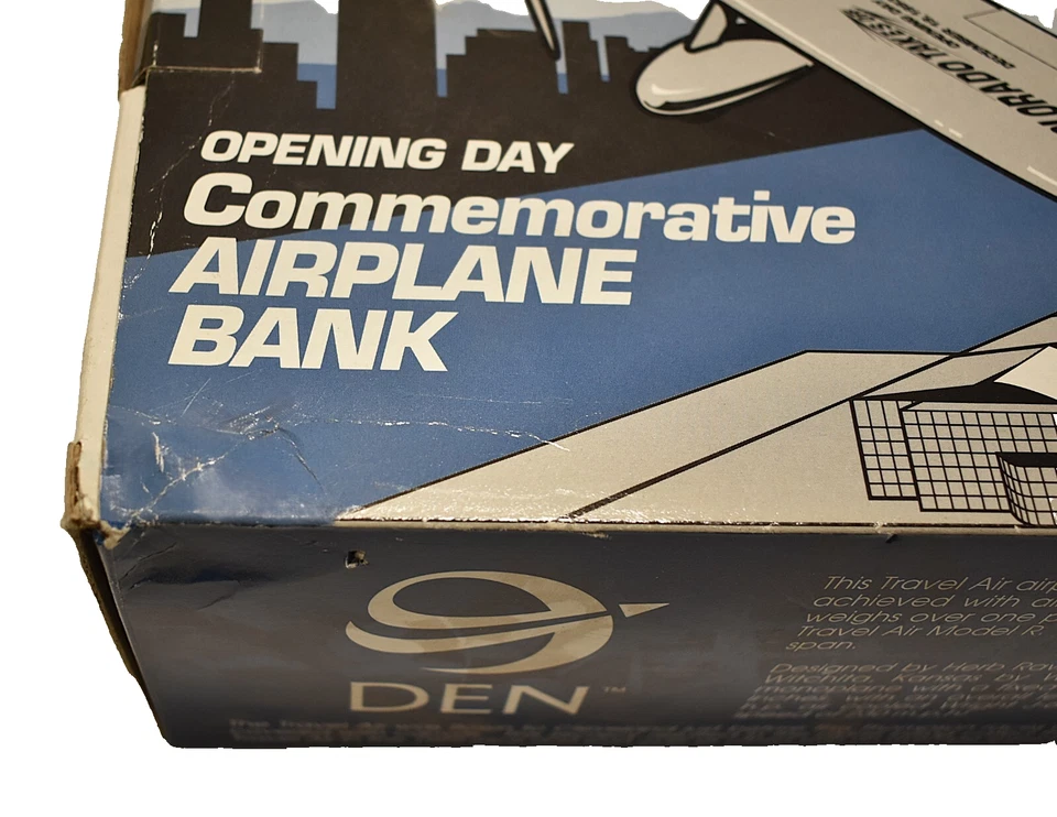 NEW Denver Airport DIA Opening Day Die Cast Airplane Collect Metal Coin Toy Bank - Image 2 of 4