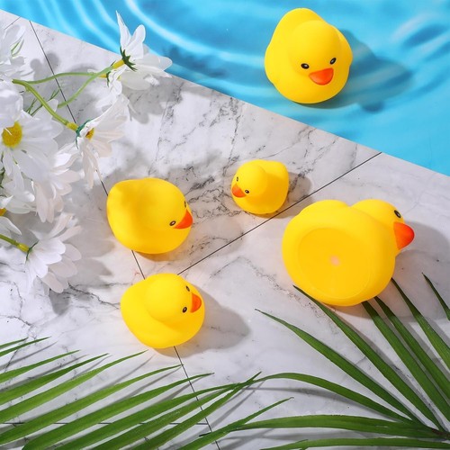 Junkin 5 Pcs Bath Ducks Yellow Rubber Duck without Hole Bath Toy Waterproof No N - Picture 5 of 5