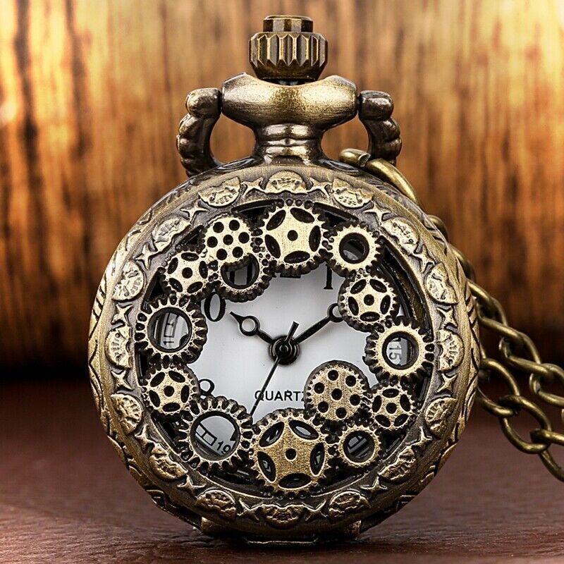 Vintage Style Hollow Gear Cover Retro Unisex Quartz Pocket Vintage Style Hollow Gear Cover Retro Unisex Quartz Pocket