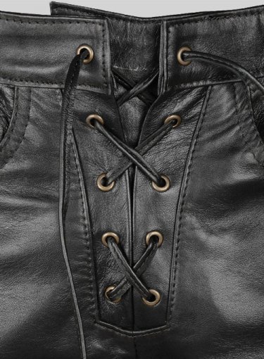 men's side lace up leather pants