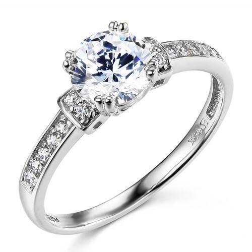 14K White Gold Cubic Zirconia Engagement Ring | eBay