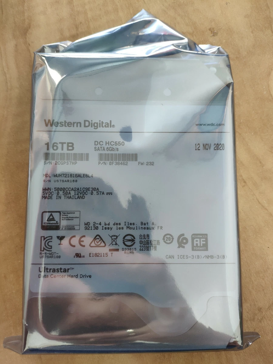 NEW WD Ultrastar DC HC550 16TB HDD 7200RPM 512MB Cache SATA WUH721816ALE6L4