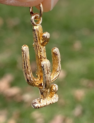 14K Yellow Gold Cactus Charm