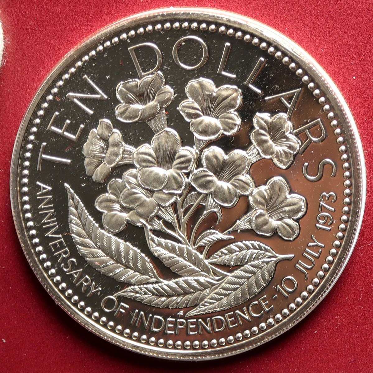 バハマ連邦 独立記念 1975年 10ドル銀貨 1975 The BAHAMAS Independence Flowers VINTAGE Old Proof Silver $10