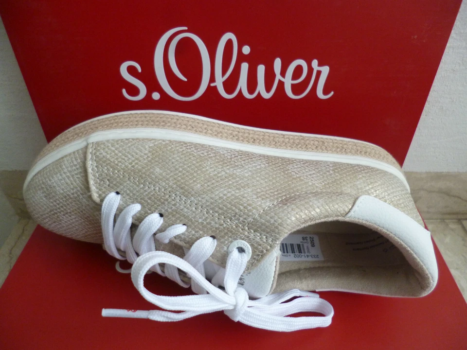 s.Oliver Women's Sneaker Lace-up Shoes Sneakers Half Shoes Beige NEW! - Image 4 of 4