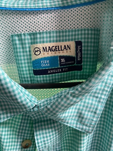 Camisa de pesca Magallanes de calce relajado verde/blanca ventilada manga corta para hombre XL - Imagen 2 de 6