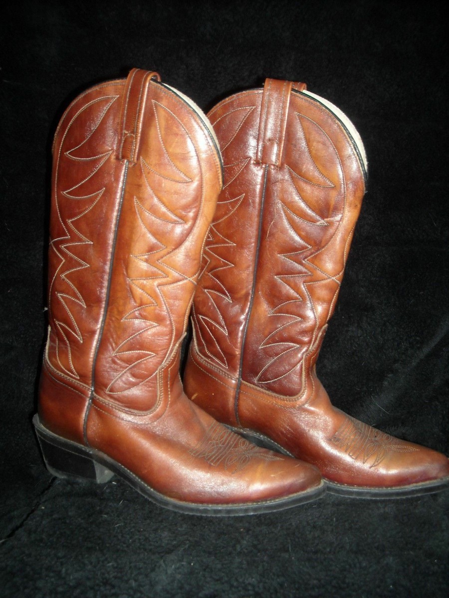 VTG MENS 8 BROWN ACME COWBOY WESTERN LEATHER POINTY TOE  display picture 3