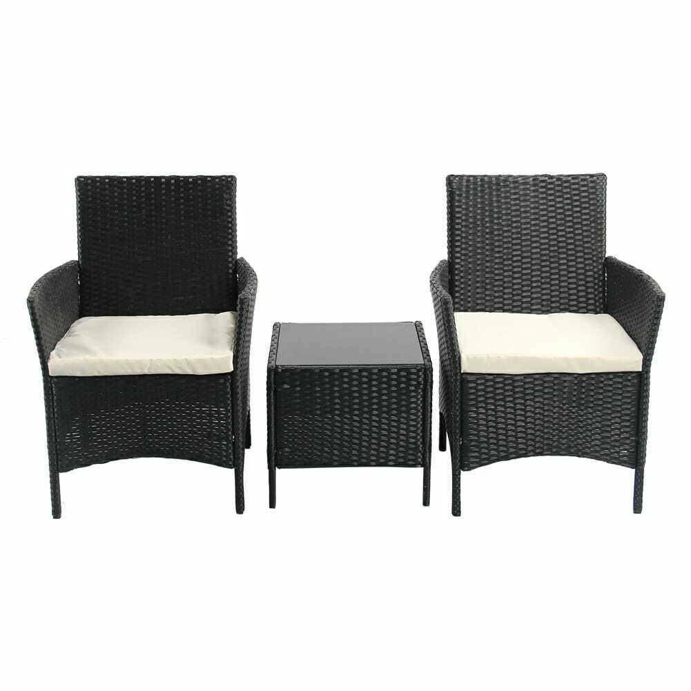 Rattan Garden Furniture Set 2 Armchair With Coffee Table Outdoor