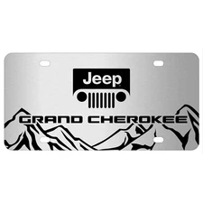 Jeep Grand Cherokee Rock Mountain Graphic Brush Aluminum License Plate