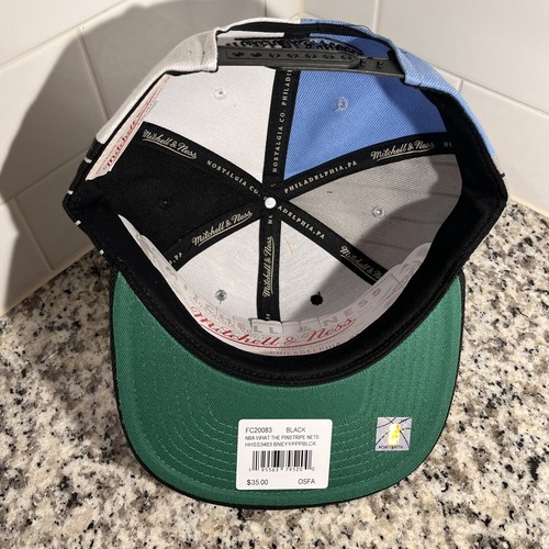 Brooklyn Nets Mitchell & Ness NBA Black What The Pinstripe Snapback Hat - OSFM - Picture 10 of 11