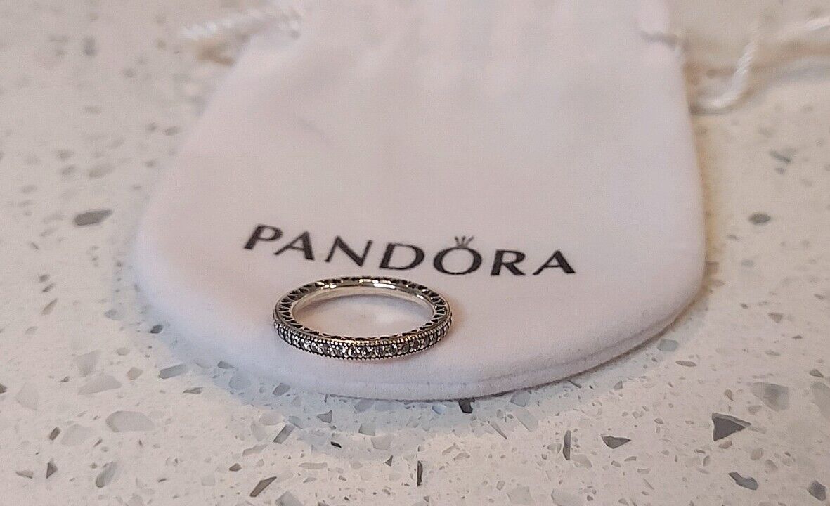 PANDORA~Sterling Silver "Sparkle & Hearts" CZ Ban… - image 2