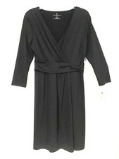 Talbots Black Faux Wrap Dress - Size Med Petite - NWTs - MSRP $119