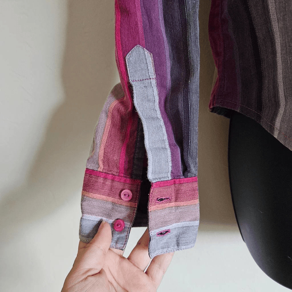 Lemon Grass Striped Button Down Blouse - image 4