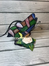 Tiffany Style Stained Glass Butterfly Accent Lamp Night Light Assorted Colors