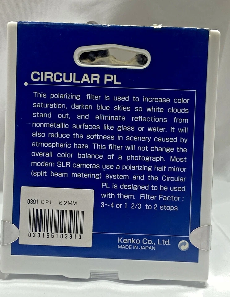 Filtro Polarizador Circular Genuino Kenko 62mm CPL CIR C-PL Polarizador - Modelo 0391 Foto 2 de 4