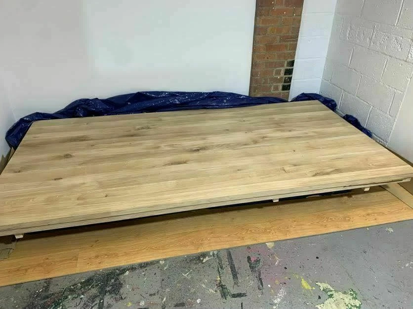 Solid Oak Dining Table Made To Order Industrial Loft Style Raw Oak - Image 4 of 4