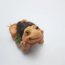 RARE Vintage 60s Dam Things 1964 Turtle Troll w/Black Long Hair