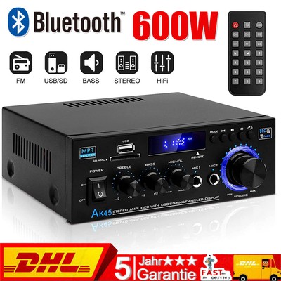 600W Auto Bluetooth Verstärker Stereo Amplifier MP3 FM USB Vollverstärker 12V