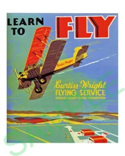 Learn to Fly Curtiss Wright framed repro poster