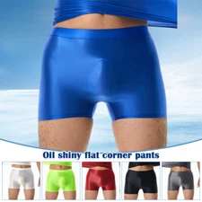 Men Oily Shiny Boxer Shorts Pouch Briefs Low Rise Shorts Unisex Pants Underpants